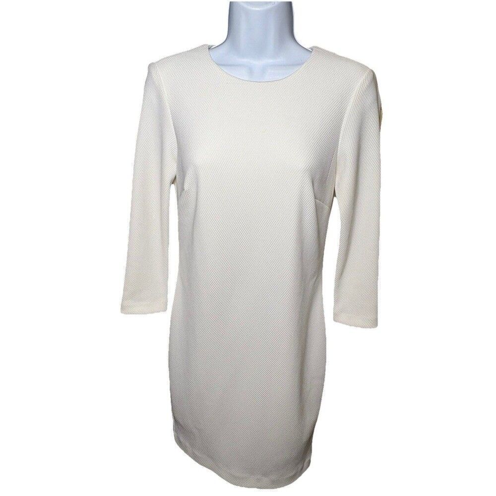Maia Jacquard Long Sleeve Mini Dress Size 4 White  33122